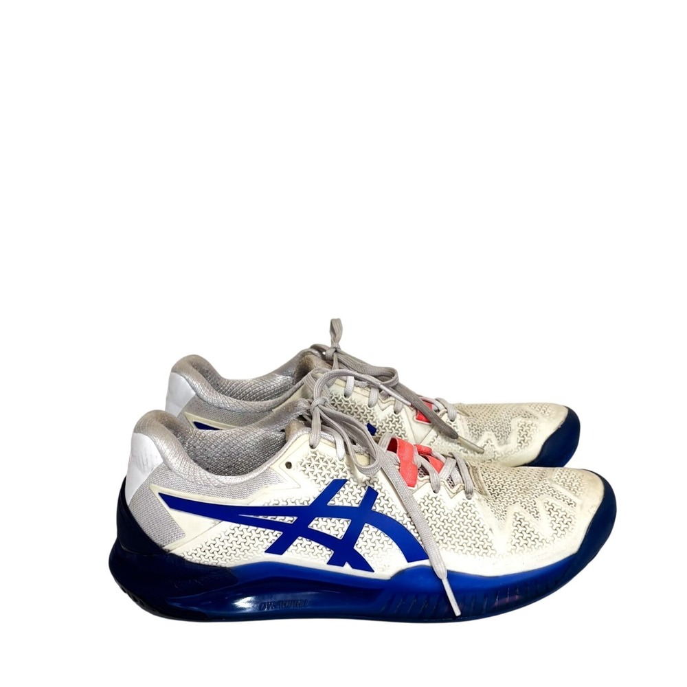 Asics Womens Gel-Resolution 8 Tennis Shoes Size 8.5 Cream Blue Athletic Sneaker